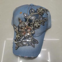 Washed Old Cowboy Hat Diamond-Encrusted Baseball Cap British Shade Cap - £10.98 GBP