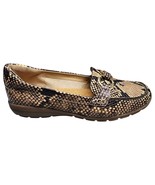 Easy Spirit Antil3 Loafer Womens Size 6.5W Taupe Snake Skin Leather Slip On - $26.30