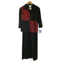 En Focus Petite Women&#39;s 6P Sleeveless Maxi Dress &amp; 3/4 Sleeve Jacket Black Red  - £18.08 GBP