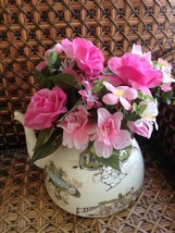 McKenzie Childs Aurora Tea Kettle 3 qt Fingerlakes NY teaPot Flower Arrangement - £109.83 GBP
