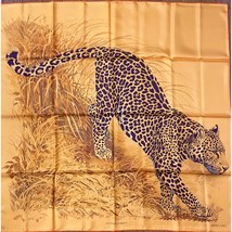 Hermes Scarf PANTHERA PARDUS 90 cm Silk orange Leopard animal Carre 35&quot; - £984.81 GBP