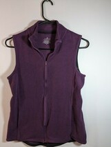 Cuddl Duds Women&#39;s Vest Plum Purple Fleecewear Stretch Pockets Full Zip ... - $11.88