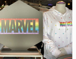 NWT-Disney Parks Rainbow Marvel Avengers Rainbow Pride Hoodie Shirt Women Small - £38.20 GBP