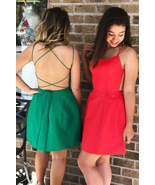 Short Homecoming Dress, Green Homecoming Dress, Red  Homecoming Dress - £61.99 GBP