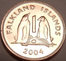 Gem Uncirculated Falkland Islands 2004 Penny~Gentoo Penguins~Fantastic~F... - £2.64 GBP