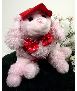  (Y24B3) Wal-Mart Plush Pink Valentine Puppy Red Pack Hat Bow Stuffed An... - £11.77 GBP