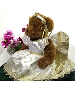  (Y24K3B3) Build-A-Bear Plush Brown Bear Stuffed Animal Angel White Gold... - £31.41 GBP