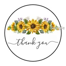 30 THANK YOU SUNFLOWERS ENVELOPE SEALS LABELS STICKERS 1.5&quot; ROUND GIFT TAGS - $7.49