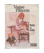 Vogue 2036 Peter and Polly Large Rag Doll & Clothing Cottagecore Pattern Uncut - $12.73