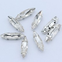 24-Color 4x15mm Navette  Eye Sew on Silver 4 Claw Button Rhinestone Crystal For  - £37.46 GBP