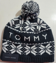 Tommy Hilfiger Knit Winter Pom Beanie Hat Navy and White Christmas Snowf... - $24.99