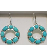 BLUE TURQUOISE GEOMETRIC CIRCULAR LEVER BACK EARRINGS, 925 SILVER, 11.00... - $102.91 CAD