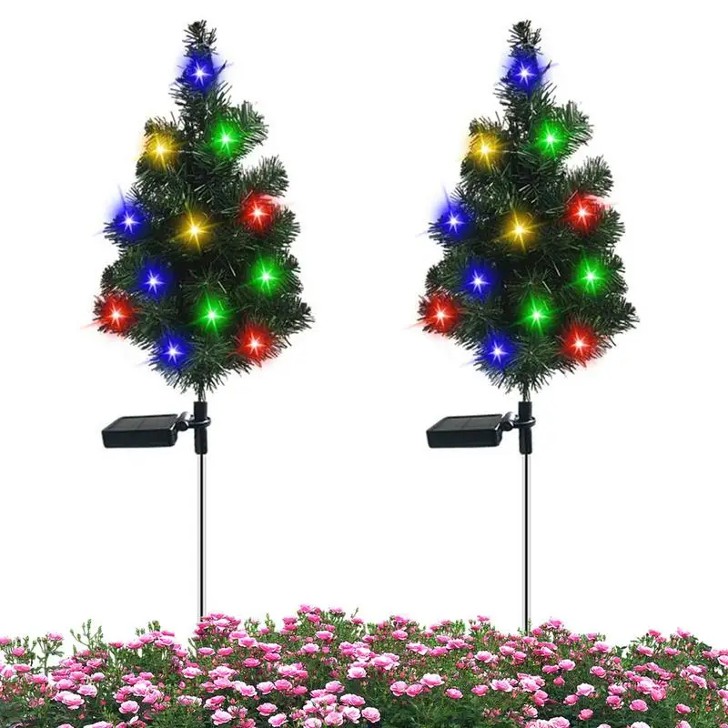 Solar Christmas Lights Outdoor Christmas Tree Stakes Led Pathway Light LED scape - £80.75 GBP