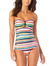 MSRP $98 Anne Cole Painted Stripe Bandeau One-Piece Womens Multicolor Size 6 - $34.65