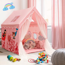 Kids Playhouse Large Children Indoor Play Tent w/ Windows &amp; Curtains Pink - $112.99