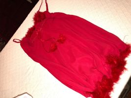 SEXY HALLOWEEN COSPLAY XL CHRISTMAS WOMENS LINGERIE DRESS RED FUZZY BALLS - $23.46