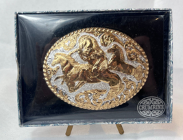 Crumrine Belt Buckle C08700 Horses Western Style Made In Mexico Oval In Box - £46.89 GBP