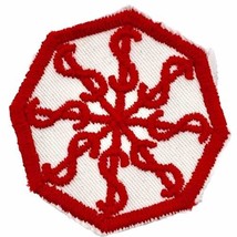 Red &amp; White Hexagonal Sew On Patch Dollar Signs $ 2 in dia Prosperity Finacne - £7.90 GBP