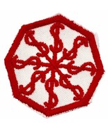 Red &amp; White Hexagonal Sew On Patch Dollar Signs $ 2 in dia Prosperity Fi... - £7.76 GBP