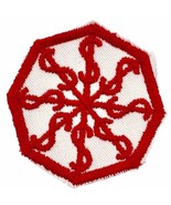 Red &amp; White Hexagonal Sew On Patch Dollar Signs $ 2 in dia Prosperity Fi... - $9.89