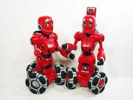 (Y22C4B5) Pair of Red Tri-Bot Wow Wee Robots with a Remote No Box or Manual - £63.86 GBP