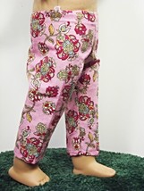 (I20B35) Clothes American Handmade Pink Red Floral Pants 18&quot; Inch Doll  - £7.82 GBP