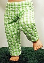 (I20B35) Clothes American Handmade Green Quilted Pants 18&quot; Doll  - £7.91 GBP