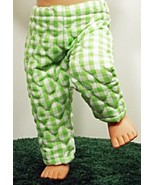 (I20B35) Clothes American Handmade Green Quilted Pants 18&quot; Doll  - £7.89 GBP