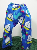 (I20B35) Clothes American Handmade Blue Sail Boats Whales Pants 18" Doll  - $9.99
