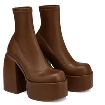 Winter High Heel Woman Boots Devil Punk Platform Shoes Plus Size  Head Side Zipp - £41.68 GBP
