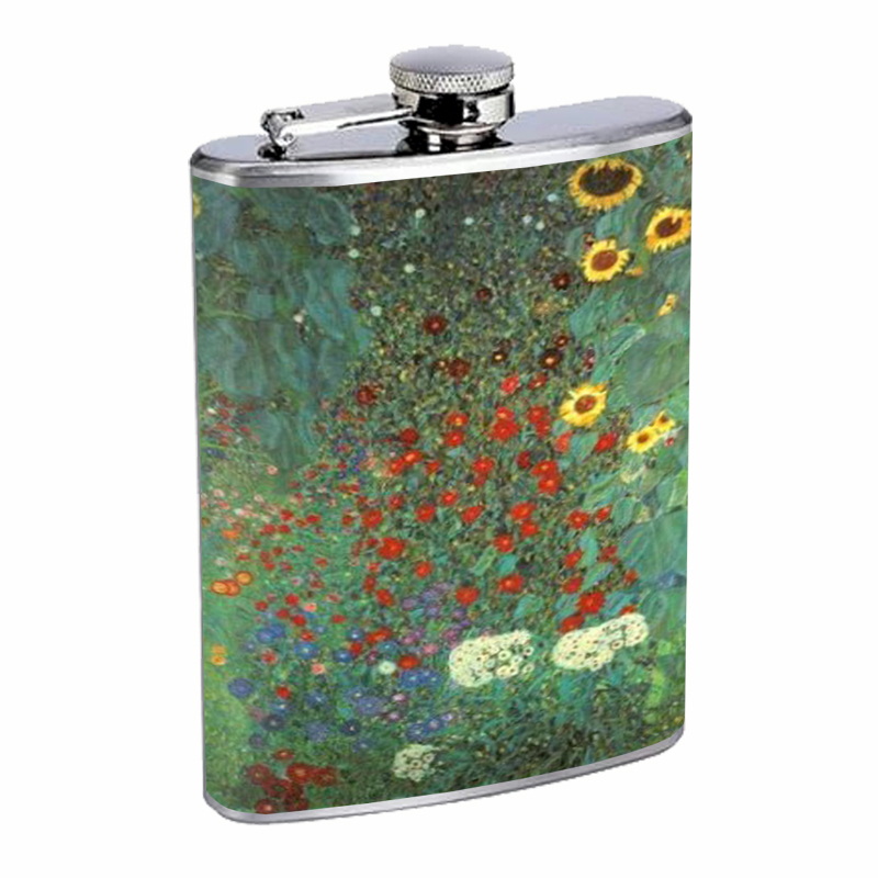 Gustav Klimt Garden Sunflowers Flask 8oz 012
