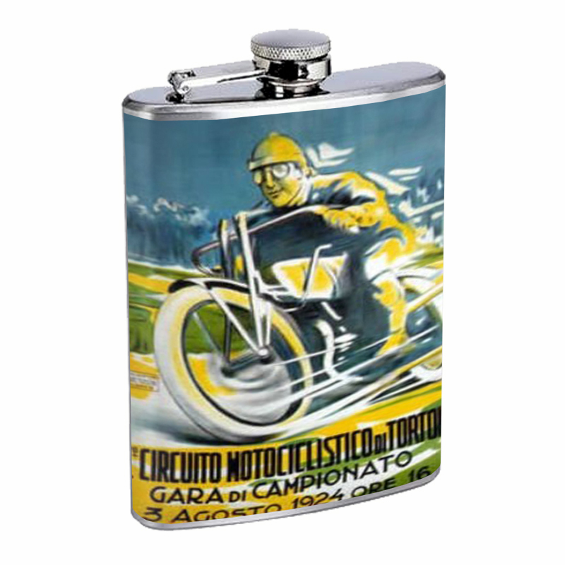 Motorcycle 1924 Italy Retro Flask 8oz 121