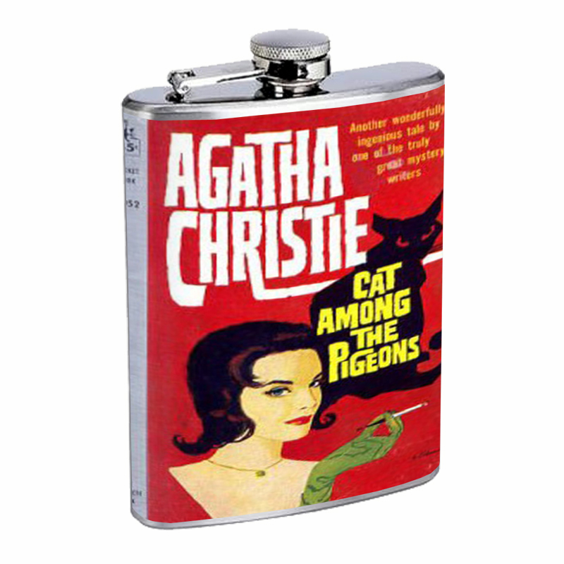 Agatha Christie Cat Among Pulp Flask 8oz 259