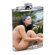 Marijuana Nude Brunette w Pipe Flask 8oz 546 - $14.48