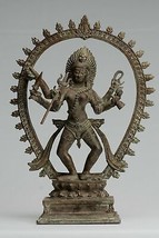 Antique Indonesian Style Bronze Javanese Standing 6-Arm Shiva Statue - 35cm/14&quot; - £748.55 GBP