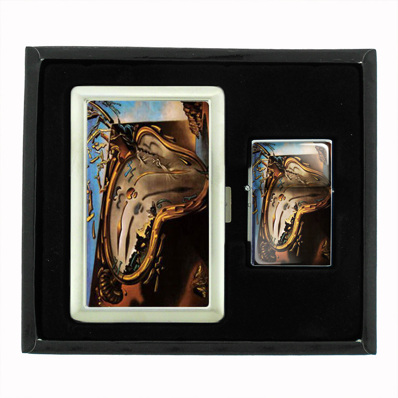 Salvador Dali Soft Watch Melts Cigarette Case Oil Lighter Set 042