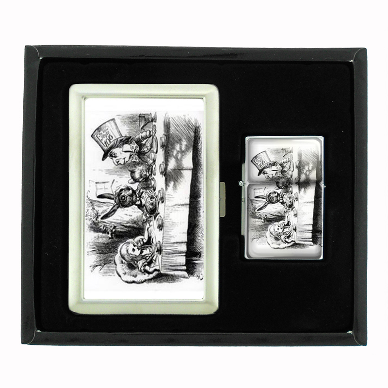 Alice In Wonderland Mad Tea Cigarette Case Oil Lighter Set 032
