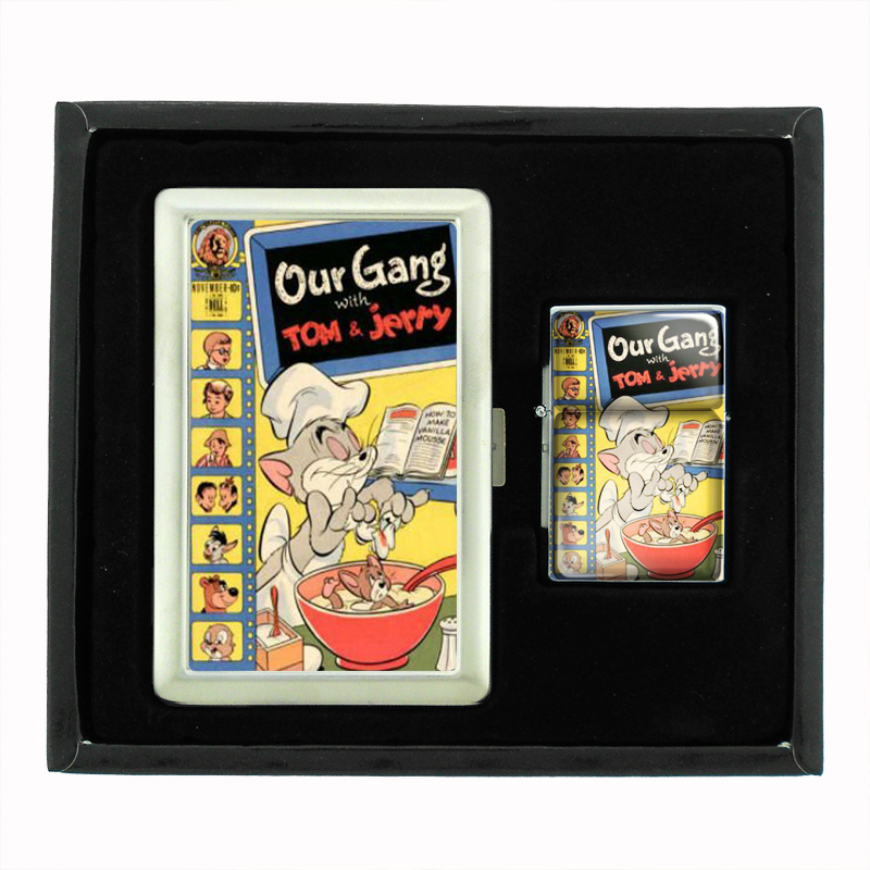 Tom & Jerry 1940s Comic Book Cigarette Case Oil Lighter Set 006