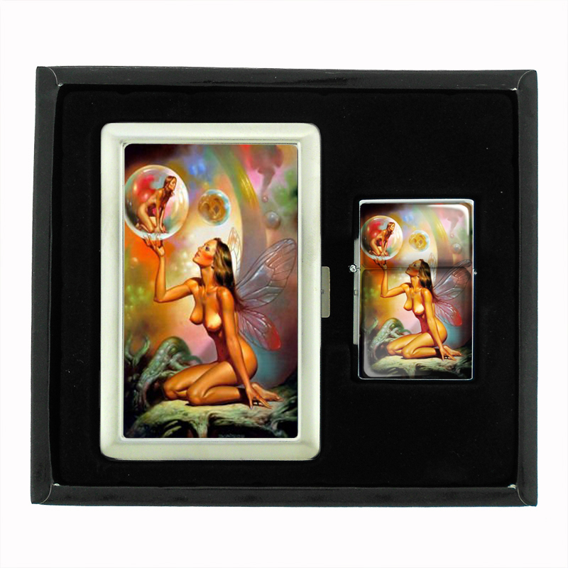 Boris Vallejo Nude Fairies Cigarette Case Oil Lighter Set 127
