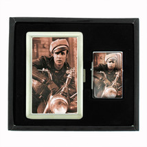 Marlon Brando Motorcycle Photo Cigarette Case Oil Lighter Set 148 - £12.17 GBP