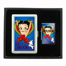 Betty Boop Rainbow Heart Dog Cigarette Case Oil Lighter Set 200 - £12.17 GBP