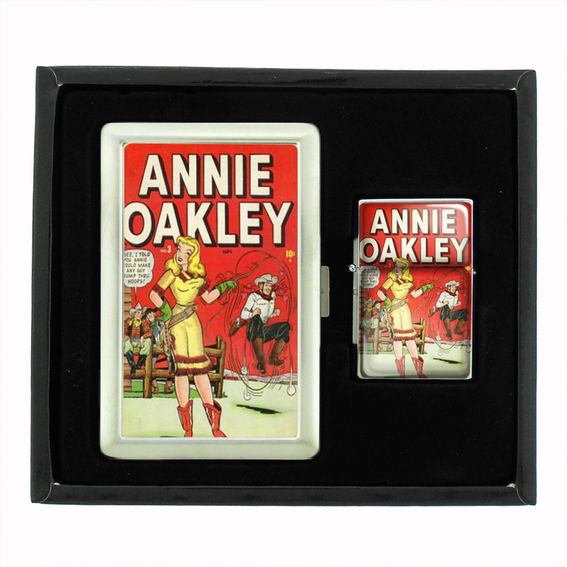 Annie Oakley 1948 Comic Book Double-Sided Cigarette Case Oil Lighter Set 226