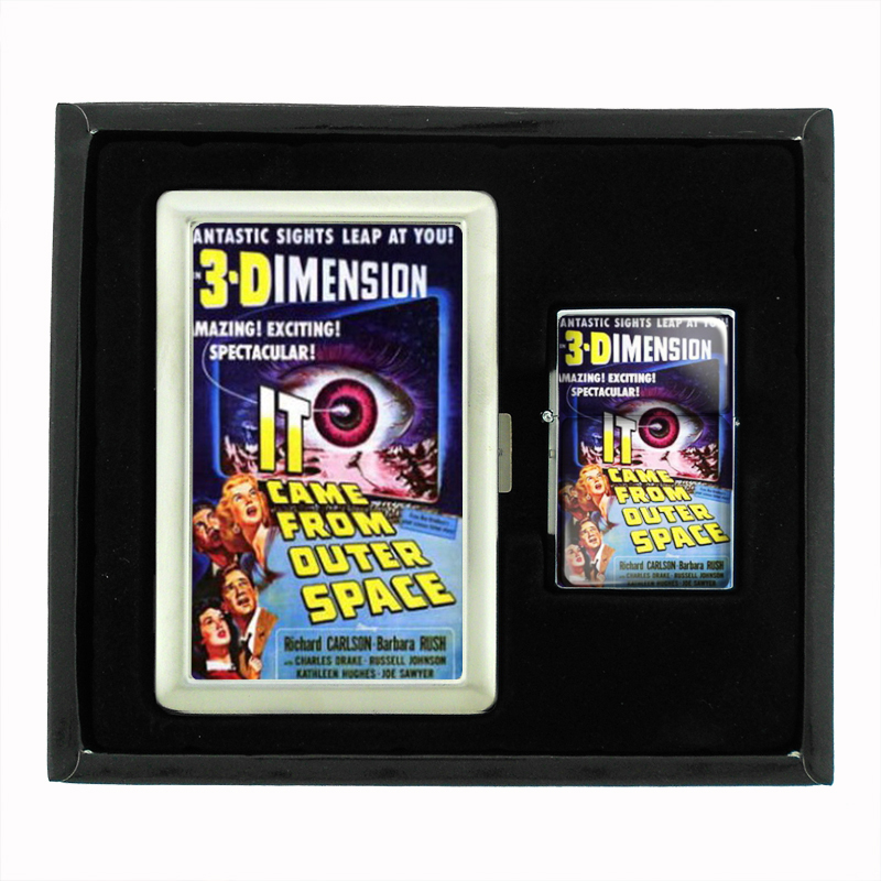 3d It Came From Outer Space Cigarette Case Oil Lighter Set 312