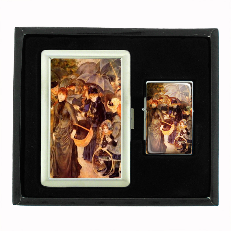 Renoir The Umbrellas Cigarette Case Oil Lighter Set 338