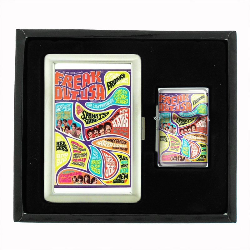 Freak Out 1960s Beatles Pop Cigarette Case Oil Lighter Set 404