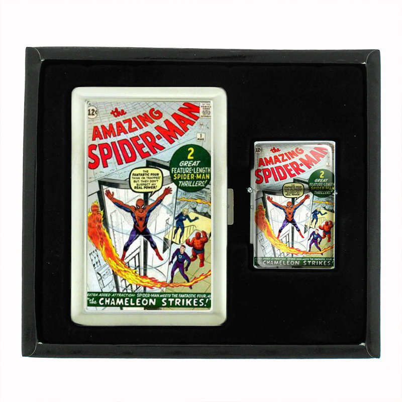 Spider-Man #1 1963 Comic Book Cigarette Case Oil Lighter Set 477