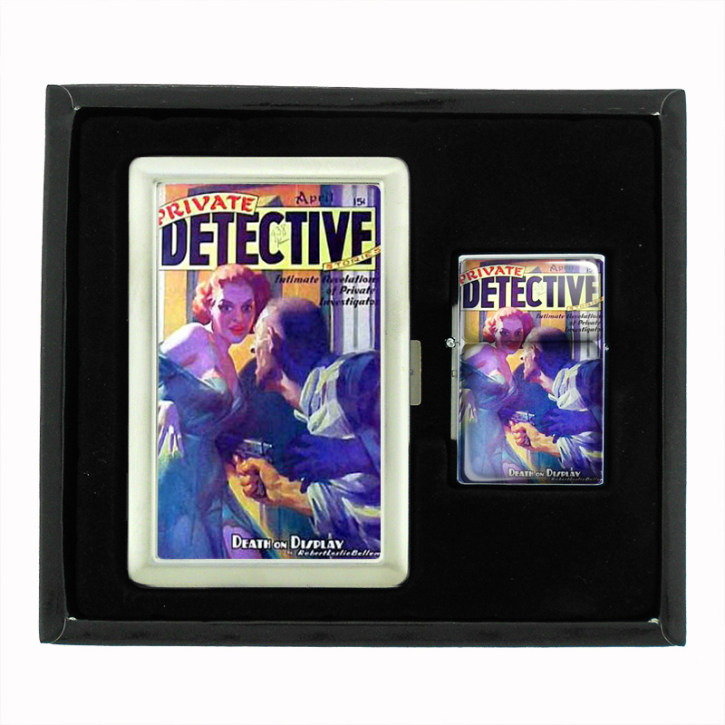 Sexy Redhead, Gun Pulp Cigarette Case Oil Lighter Set 474