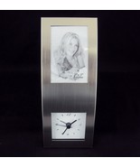 Aluminum Photo Frame Clock CL-2810 ~ For Desk, Tabletop ~ Holds 2&quot; x 3&quot; ... - £15.59 GBP
