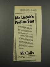 1955 McCall's Magazine Ad - Abe Lincoln's Problem Sons - $18.49