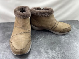Abeo Boots Women 8 M Aberdeen Paw Shoes Brown Leather Slip On Fur Trim Z... - $27.54